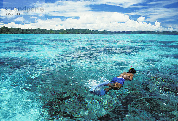 über  Mensch  seicht  Schnorchel  Mikronesien  Palau  Riff