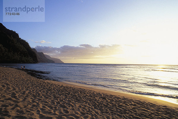 Wasser Strand Sonnenuntergang Hawaii Kauai Na Pali Coast