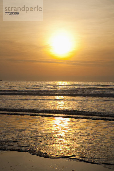 Strand  Sonnenuntergang  Großbritannien  über  Meer  Sand  North Devon  Putsborough Sands