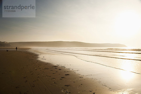 Strand  Sonnenuntergang  Großbritannien  Sand  North Devon  Putsborough Sands