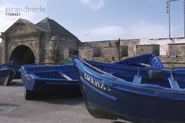 Fischereihafen Fischerhafen Boot blau Marokko
