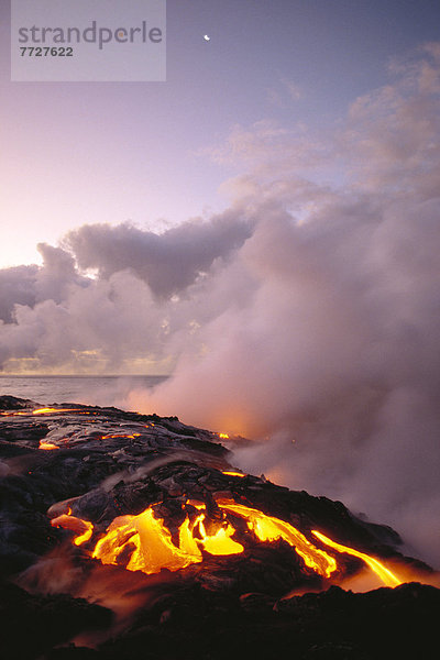 Hawaii  Big Island  Ozean  Sonnenaufgang  Lava  fließen  frontal  Hawaii