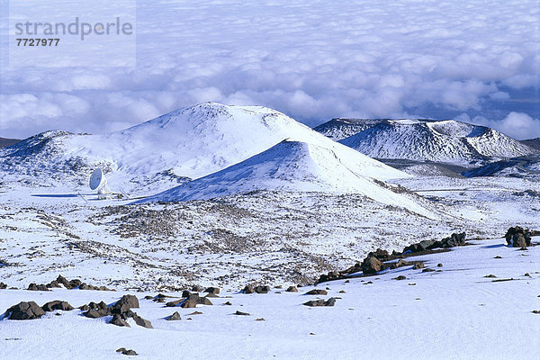 kegelförmig  Kegel  Hawaii  Big Island  Felsbrocken  bedecken  Satellitenschüssel  Asche  Hawaii  Schnee