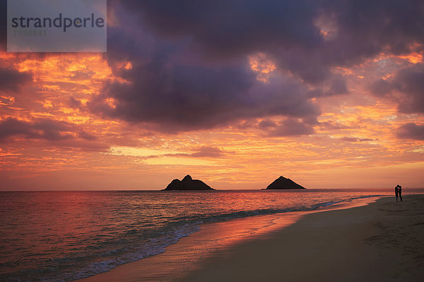 umarmen  Strand  Vitalität  Sonnenuntergang  Hawaii  Oahu