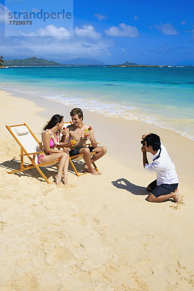 Fotografie  nehmen  Strand  jung  Hawaii  Oahu