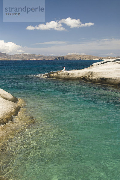 hoch oben Strand Produktion Anordnung Vulkan Kykladen Griechenland