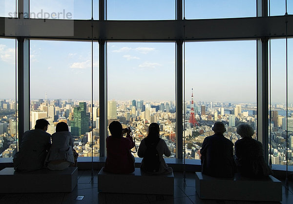 Mensch  sehen  Menschen  aufspüren  Silhouette  Hügel  Tokyo  Hauptstadt  Terrasse  Japan