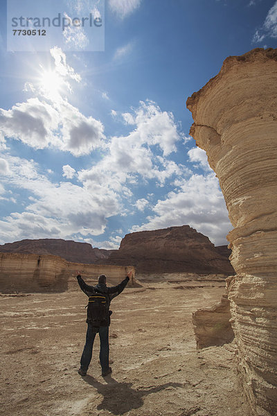 Mann  heben  Festung  antik  Masada  Platz