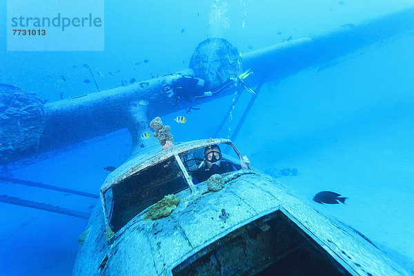 Stufe  nahe  fliegen  fliegt  fliegend  Flug  Flüge  Vereinigte Staaten von Amerika  USA  Boot  Taucher  Papeete