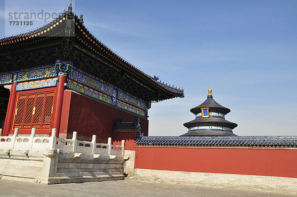 Wand  Tradition  Himmel  Gebäude  Architektur  chinesisch  Hintergrund  blau  rot  Pagode