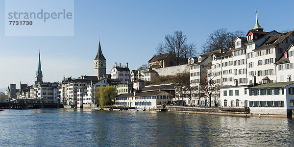 Buildings Along The Water's Edge  Zurich Switzerland