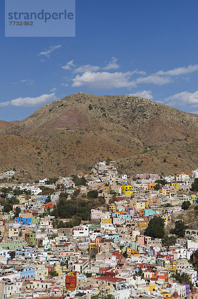 Farbaufnahme Farbe Gebäude Mexiko Ansicht Innenstadt Guanajuato