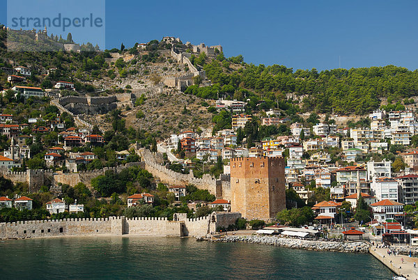 Wand Palast Schloß Schlösser Stadt rot Alanya alt Türkei Antalya