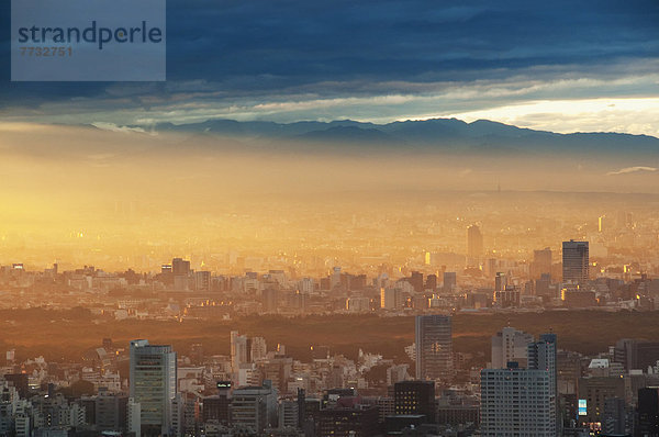 Stadtansicht  Stadtansichten  Berg  über  Sonnenaufgang  Tokyo  Hauptstadt  Hintergrund  Sonnenlicht  Japan
