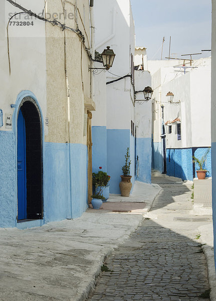 Rabat  Hauptstadt  Gebäude  Stadt  weiß  blau  streichen  streicht  streichend  anstreichen  anstreichend  Marokko  alt  Rabat