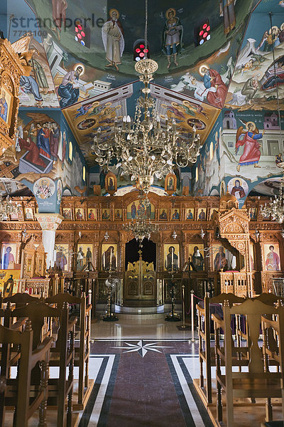 Farbaufnahme Farbe Wand Kirche Gemälde Bild Zypern