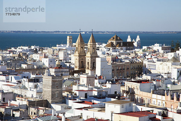 Dach  hoch  oben  Stadtansicht  Stadtansichten  Ansicht  Flachwinkelansicht  Andalusien  Winkel  Cadiz  Spanien