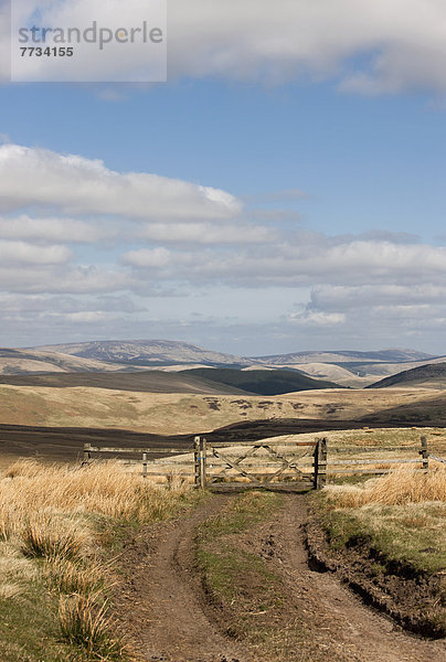 entfernt rollen folgen Landschaft Hügel schmutzig England Northumberland