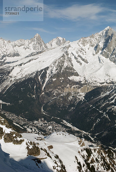 Berg bedecken Felsen Tal Großstadt Schnee