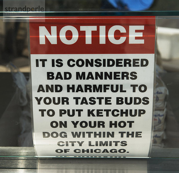 Hot Dog Hot Dogs benutzen Amerika Humor Zeichen Verbindung Chicago Illinois Ketchup Signal