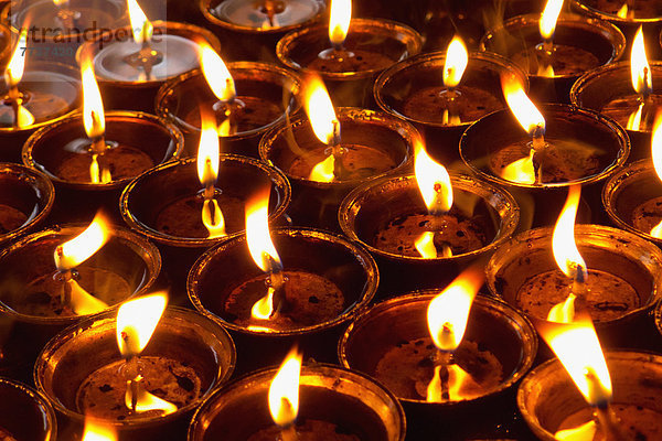 Buddhist butter lamps Bohdgaya bihar india