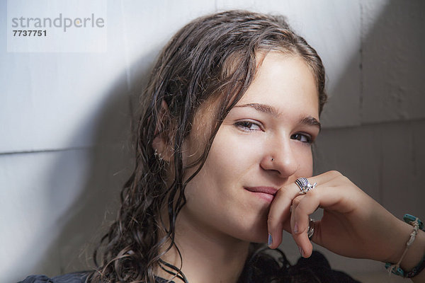 Portrait  Jugendlicher  nass  Mädchen  Haar