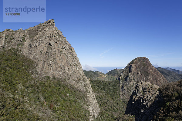 Spanien  La Gomera  Blick auf den Roque de la Zarzita im Nationalpark Garajonay
