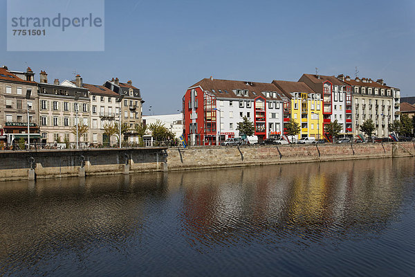 Promenade on the Moselle River  modern residential and commercial buildings