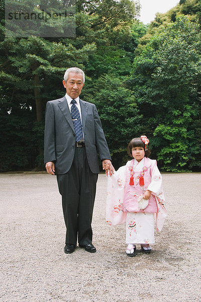 Enkeltochter  Großvater  Festival  Kimono