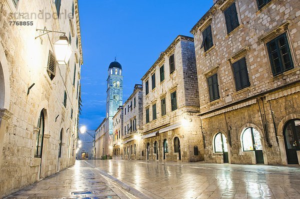 Europa  Nacht  Straße  Wahrzeichen  UNESCO-Welterbe  Kroatien  Dalmatien  Dubrovnik