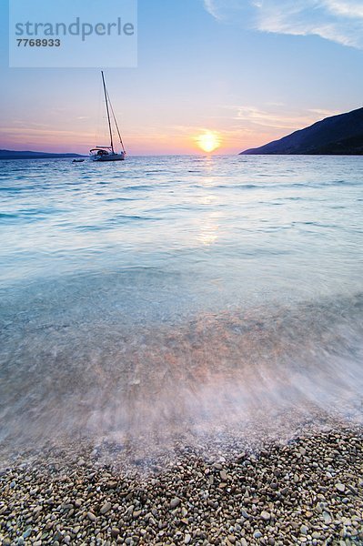 Europa Strand Sonnenuntergang Meer Adriatisches Meer Adria Kroatien Ratte