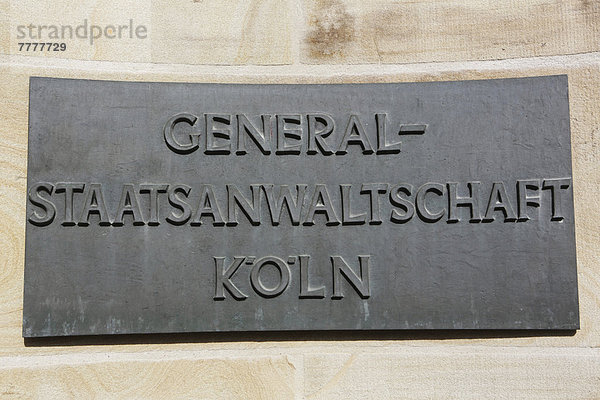 'Schild ''Generalstaatsanwaltschaft Köln''  am Amtsgericht'