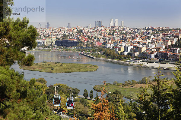 Hügel Ansicht Seilbahn Gondelbahn Goldenes Horn Pierre