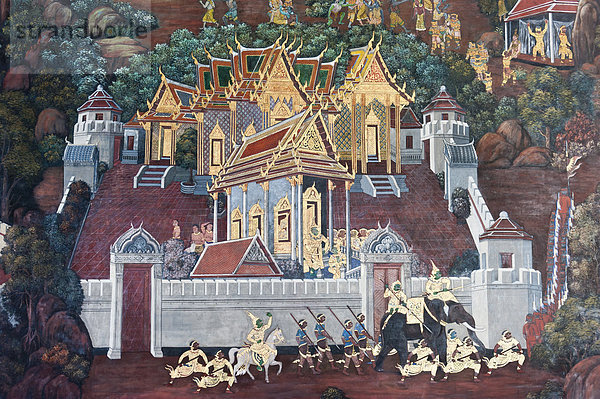 Ramakian-Wandmalerei  Phra Rabiang  Galerie  Tempel Wat Phra Kaeo  Wat Phra Kaew  Königspalast