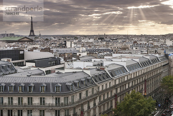 Dach Stadtansicht Stadtansichten Paris Hauptstadt Ansicht Terrasse Eiffelturm Lafayette