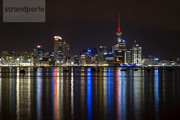 Auckland skyline at night  seen from Bayswater