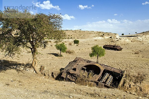 Ethiopian tank  Surrounding of Asmara  Eritrea                                                                                                                                                      