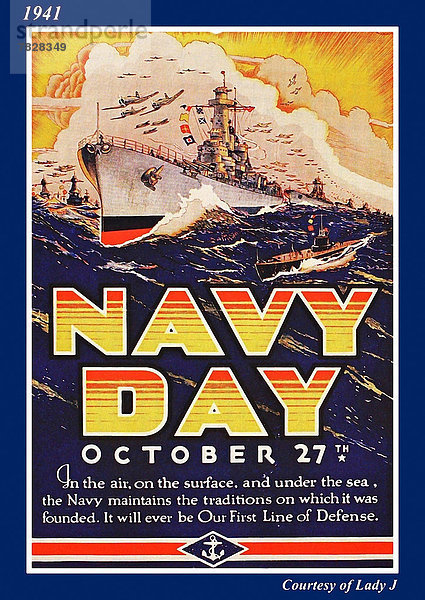 Vereinigte Staaten von Amerika  USA  Flugzeug  Schiff  Poster  Krieg  amerikanisch  Zweiter Weltkrieg  II.