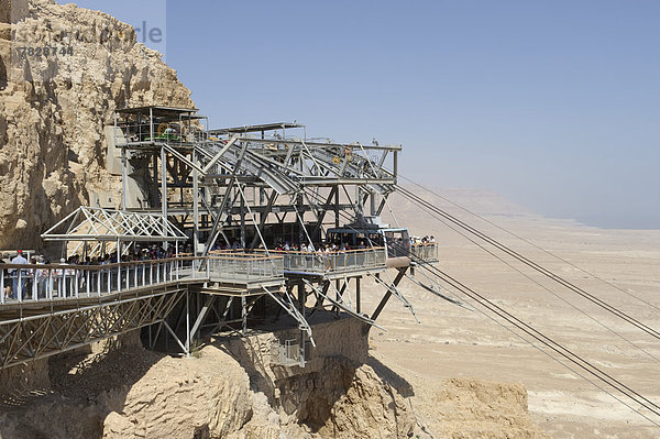See Meer Festung Ruine Speisesalz Salz Naher Osten Seilbahn Israel Masada