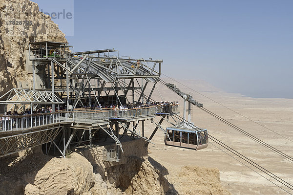 See Meer Festung Ruine Speisesalz Salz Naher Osten Seilbahn Israel Masada