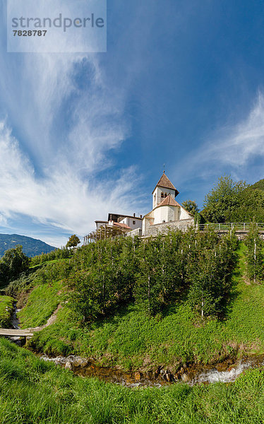 Trentino Südtirol  Europa  Berg  Hügel  Kirche  Dorf  Herbst  Tirol  Petersdom  Italien  Kloster