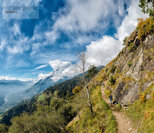 Trentino Südtirol  Europa  Berg  Mensch  Menschen  Landschaft  Hügel  Herbst  Italien  Meran