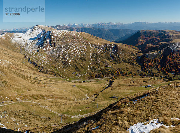 Trentino Südtirol  Europa  Berg  Landschaft  Hügel  Feld  Herbst  Wiese  Dolomiten  Italien