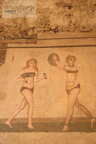 Europa  Bikini  Turner  Mädchen  Italien  Mosaik  Piazza Armerina  Sizilien