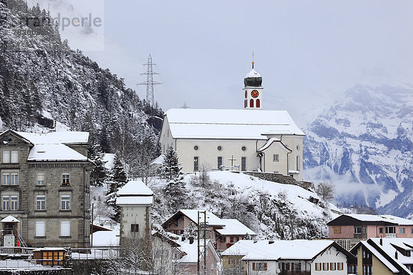Europa  Winter  Kirche  Religion  katholisch  Kapelle  Schnee  Schweiz