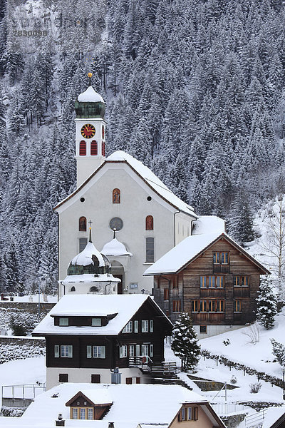Europa  Winter  Kirche  Religion  katholisch  Kapelle  Schnee  Schweiz