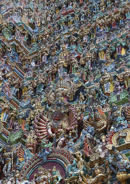 Detail  Details  Ausschnitt  Ausschnitte  Wahrzeichen  bunt  Kunst  Religion  groß  großes  großer  große  großen  Asien  Hinduismus  Indien  Madurai  Tamil Nadu