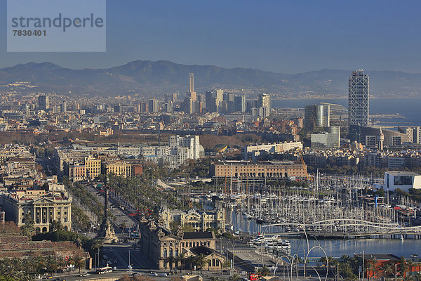 Skyline Skylines Hafen Europa Morgen Handel Landschaft Erde Architektur Barcelona Katalonien Innenstadt Spanien