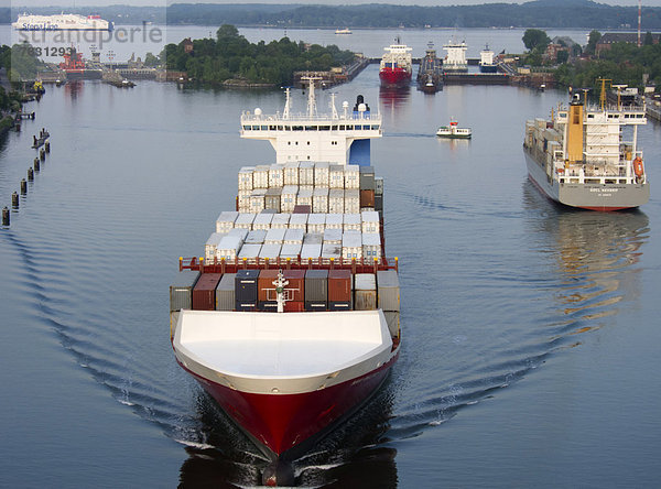 Europa Transport Schiff Ostsee Baltisches Meer Container Deutschland Kiel Nord-Ostsee-Kanal Schleswig-Holstein