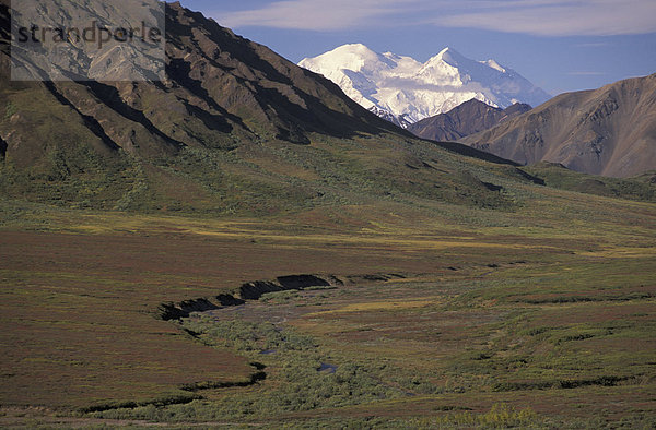 Vereinigte Staaten von Amerika  USA  Nationalpark  durchsichtig  transparent  transparente  transparentes  Berg  offen  Fluss  Feld  Strömung  Bach  Flugzeug  Denali Nationalpark  Vorgebirge  Alaska